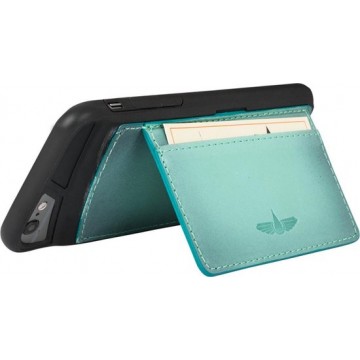 GALATA® Echte Lederen Slim-stand TPU back cover voor iPhone 6 / 6S gebrand turquoise
