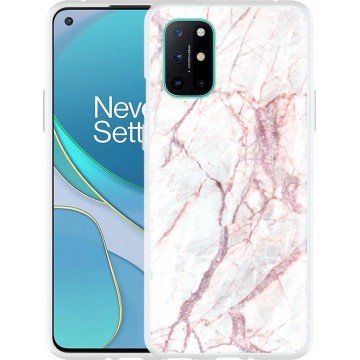 OnePlus 8T Hoesje White Pink Marble