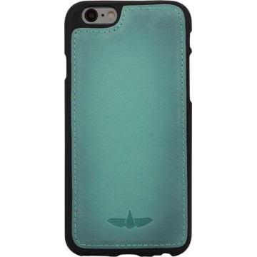 GALATA® Echte Lederen Flex-Jacket TPU back cover voor iPhone 6 / 6S PLUS gebrand turquoise