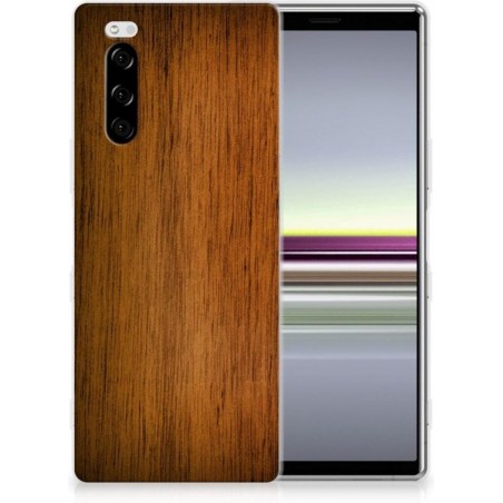 Sony Xperia 5 Bumper Hoesje Donker Hout