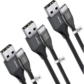 TeckNet 3-Pack USB C Kabels | 1M + 1.5M + 2M