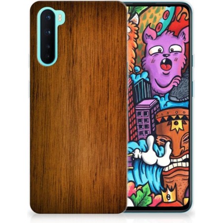 Smartphone hoesje OnePlus Nord Leuk Case Super als Vaderdag Cadeaus Donker Hout