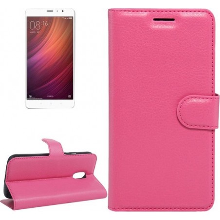 Voor Xiaomi Redmi Note 4 Litchi Texture Horizontal Flip Leather Case met houder & kaartsleuven & portemonnee (magenta)