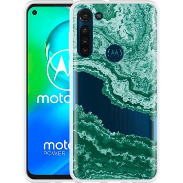 Motorola Moto G8 Power Hoesje Turquoise Marble Art