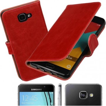 MP Case rood leder look hoesje voor Samsung Galaxy A5 2016 Booktype - Telefoonhoesje - smartphonehoesje - beschermhoes.