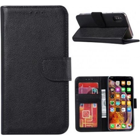 GSM-Basix Premium Genuine Leren Wallet Case Hoesje voor Apple iPhone X/XS Zwart