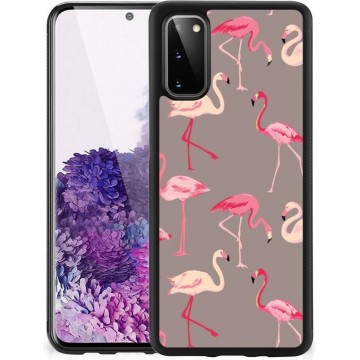 Smartphone Hoesje Samsung Galaxy S20 Cover Case met Zwarte rand Flamingo