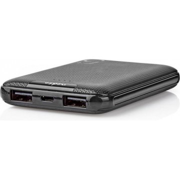 Nedis - Powerbank - 5000mAh - 2 USB-A Uitgangen - 1.0 A - Micro-USB Ingang - Zwart
