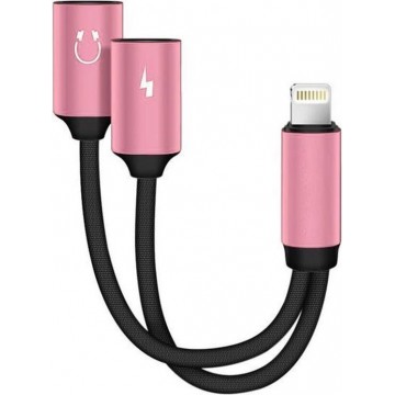 Jumalu iPhone splitter - lightning splitter - audio en opladen - roze