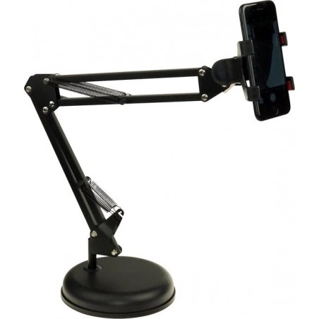 QY Universele tafelstandaard met Telefoonhouder, Statief voor Smartphone Microfoon Webcam - zwart
