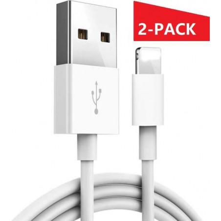 USB naar lightning kabel geschikt voor Iphone & Ipad - 2 meter - oplader kabel - lader - kabel - oplader - 2-PACK
