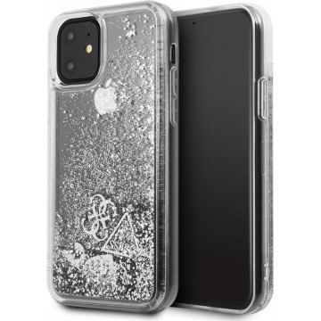 iPhone 11 Backcase hoesje - Guess - Glitter Zilver - Kunststof