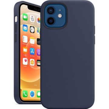iPhone 12 / 12 Pro hoesje met MagSafe – Mat Blauw Siliconen - voor Apple Oplader -