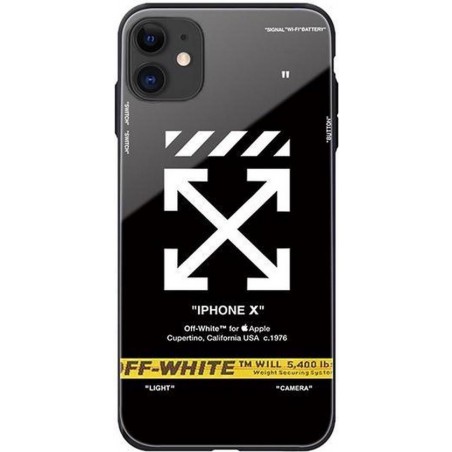 iPhone XS Max Case Cover - Bescherm hoes - Off-White - Zwart - Geschikt voor Apple iPhone XS Max
