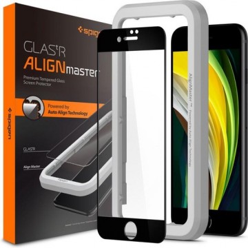 Spigen AlignMaster Full Cover Glass met Montage Frame voor Apple iPhone SE 2020 - Zwart
