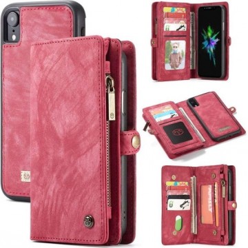 CASEME Apple iPhone Xr Luxe Lederen Portemonnee Hoesje - met backcover (Rood)