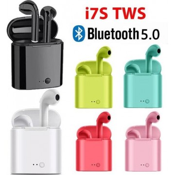 Bluetooth Oortjes - i9s TWS i7s - Draadloze Oordopjes - Airpods - Earpods - Earbuds - Incl Oplaadstation - Donker Roze/Rood