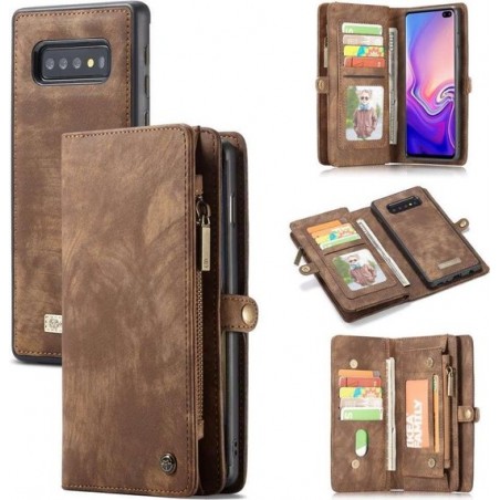 CASEME Samsung Galaxy S10 Luxe Leren Portemonnee Hoesje - met backcover (bruin)