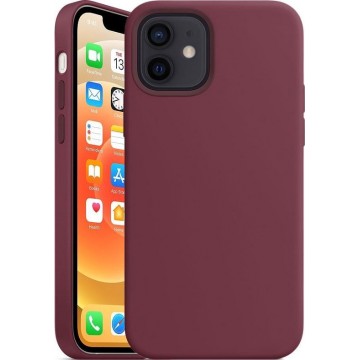 iPhone 12 / 12 Pro hoesje met MagSafe – Mat Bordeaux Rood Siliconen - voor Apple Oplader -
