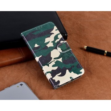 P.C.K. Hoesje/Boekhoesje/Bookcase Leger/Army/Camouflage geschikt voor Samsung Galaxy A10 MET GLASFOLIE