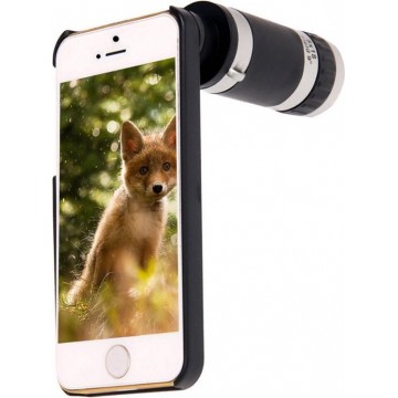 8X Zoom Lens mobiele telefoon Telescope + Plastic hoesje voor iPhone 5 & 5S(zwart)