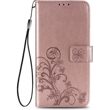Klavertje vier roze goud agenda wallet case hoesje Samsung Galaxy A21s
