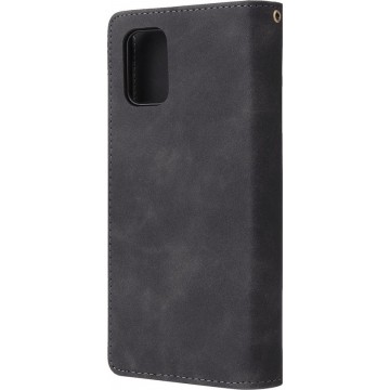 Mobigear Luxe Wallet Zipper Hoesje Zwart Samsung Galaxy A71