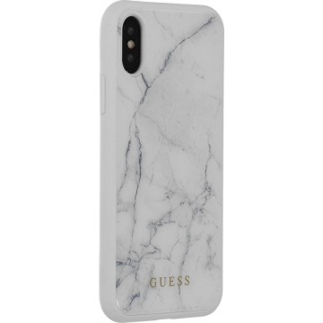 GUESS Marmeren Backcover Hoesje iPhone XS / X - Wit