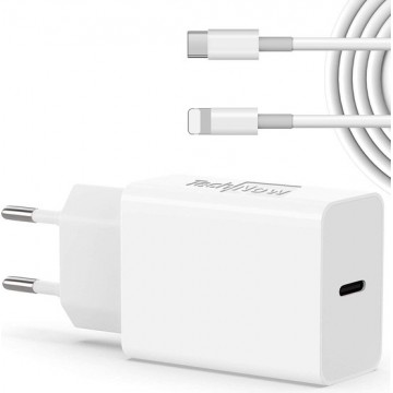 Oplader iPhone - iPhone Oplader - Lightning USB C Kabel + USB C Adapter - Snellader Fast Charger voor iPhone 12 en iPhone 11