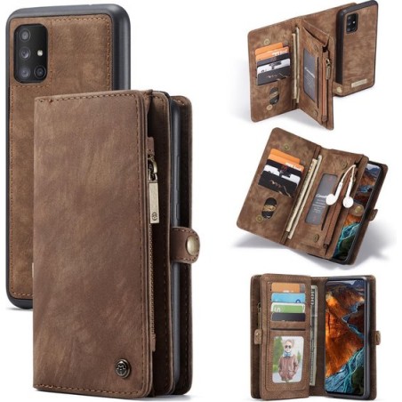 CASEME Luxe Leren Portemonnee hoesje voor de Samsung Galaxy A51 - bruin