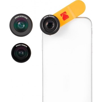 KODAK Smartphone Lens Combo Pack met Ultra Wide Angle Lens, Macro Lens en Fisheye Lens - voor o.a. Apple, Samsung & Huawei
