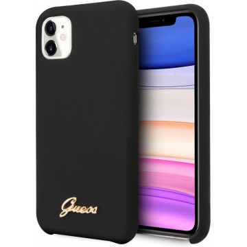 GUESS Vintage Siliconen Backcover Hoesje iPhone 11 - Zwart