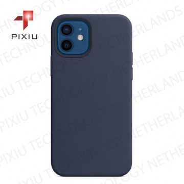 Pixiu Siliconenhoesje met MagSafe voor iPhone 12 /12 Pro - iPhone 12 hoesje - Donkermarineblauw