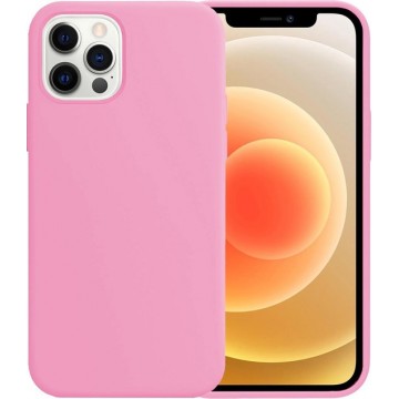 iPhone 12 Pro Case Hoesje Siliconen Hoes Back Cover - Roze