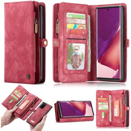 CASEME Luxe Leren Portemonnee hoesje voor de Samsung Galaxy S21 Ultra - rood