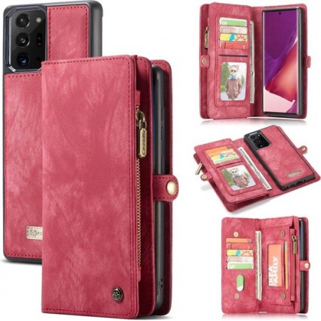 CASEME Luxe Leren Portemonnee hoesje voor de Samsung Galaxy Note 20 Ultra - Rood