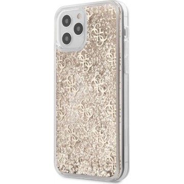 iPhone 12 Pro Max Backcase hoesje - Guess - Glitter Goud - Kunststof