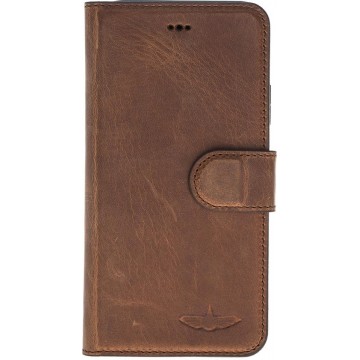 GALATA® Echte lederen book wallet (Zwart TPU) - Apple iPhone 7 / 8  - Antiek bruin