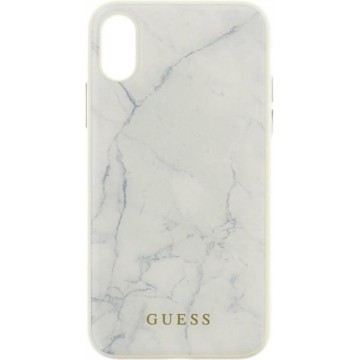 GUESS Marmeren Backcover Hoesje iPhone XR - Wit
