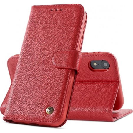 Echt Lederen Hoesje - Book Case Telefoonhoesje - Echt Leren Portemonnee Wallet Case - iPhone XR - Rood