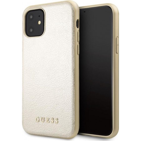 iPhone 11 Backcase hoesje - Guess - Effen Goud - Kunstleer