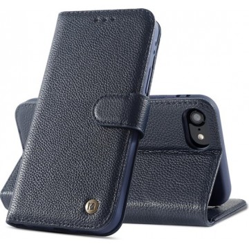 Bestcases Echt Lederen Wallet Case Telefoonhoesje iPhone SE 2020 / 8 / 7 - Navy