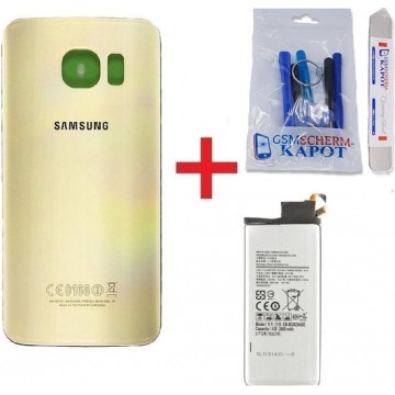 Voor Samsung Galaxy S6 Edge achterkant + batterij - goud