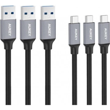 Aukey USB-C kabel CB-CMD1 3 Pack - 1m - Zwart