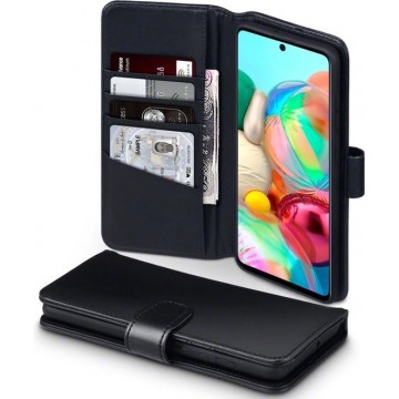 Samsung Galaxy A71 Bookcase hoesje - CaseBoutique - Effen Zwart - Leer