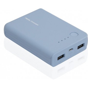 RealPower PB-10.000 - Powerbank 10.000 mAh met 2 USB-poorten - Grijs / Blauw