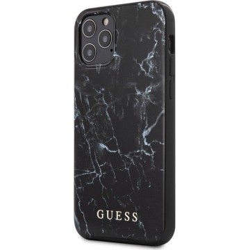 Guess Marble Hard Case voor Apple iPhone 12/12 Pro (6.1") - Zwart