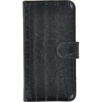 iPhone 11 Wallet Bookcase hoes Pearlycase Echt Leder hoesje Croco Zwart