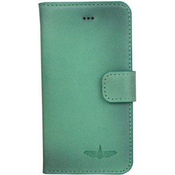 GALATA® Echte Lederen Wallet - Book case voor Samsung Galaxy S6 edge turquoise