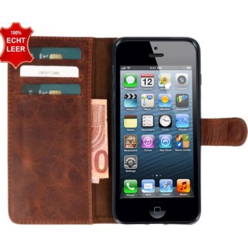 Galata Effen Book case Apple iPhone 7 / 8 Plus echt leer Cognac Bruin